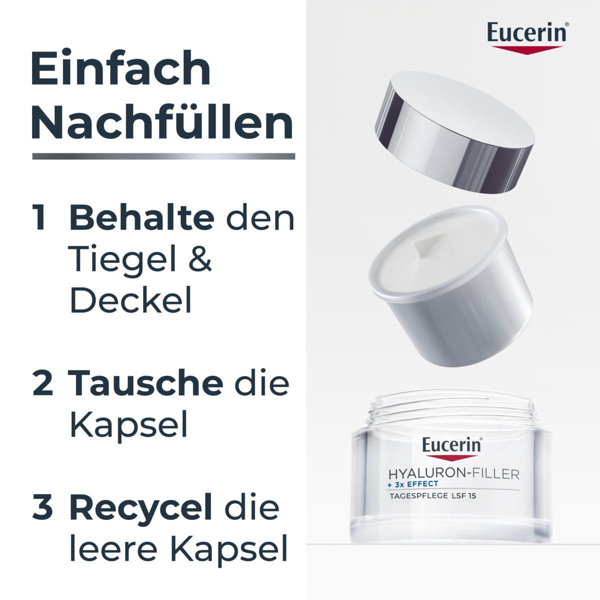 Hyaluron-Filler + 3x Effect Tagespflege LSF 15 Nachfüllkapsel für trockene Haut – Bild 3